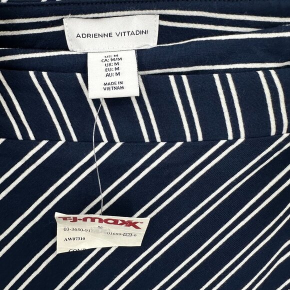 Adrienne Vittadini Women's Striped Wrap Skirt Navy/White Jersey Knit Medium - Picture 4 of 7
